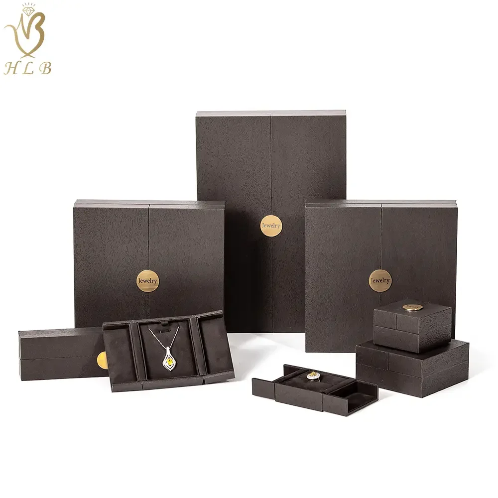 HLB Factory high end jewelry boxes cardboard jewellery box packaging cardboard double door jewelry box