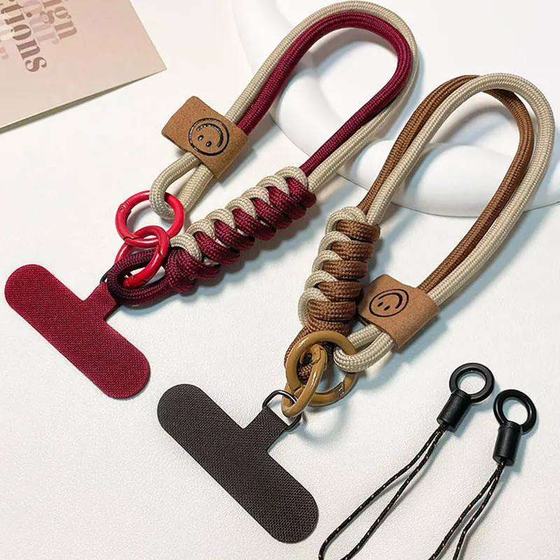 Cheap Printed Premium Woven Lanyard Woven Anti-Lost Cell Phone Accessories Round Lanyard