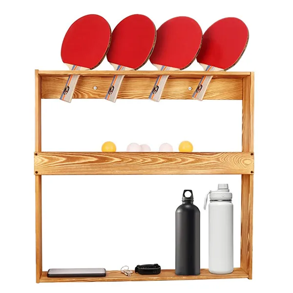 Ping Pong Paddle Holder Storage Rack for 4 Paddles and Balls Storage in Game Room Bar Room Office Garage Home