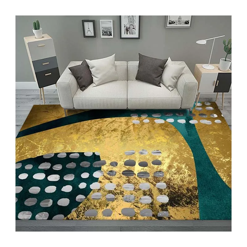 Home Minimalist Modern Yellow Carpet Geometric Pattern Thickening Mat Living Room Carpet Simple Light Luxury Carpet