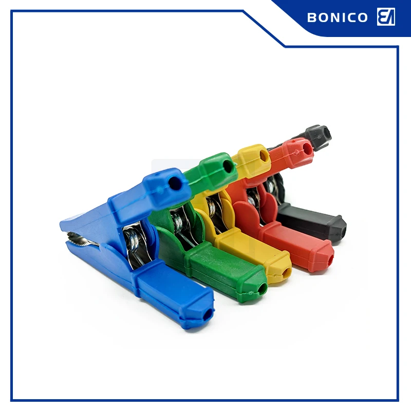 30A 75MM Brass With Nickel Plated Plastic Cover Four Color Test Battery Clip