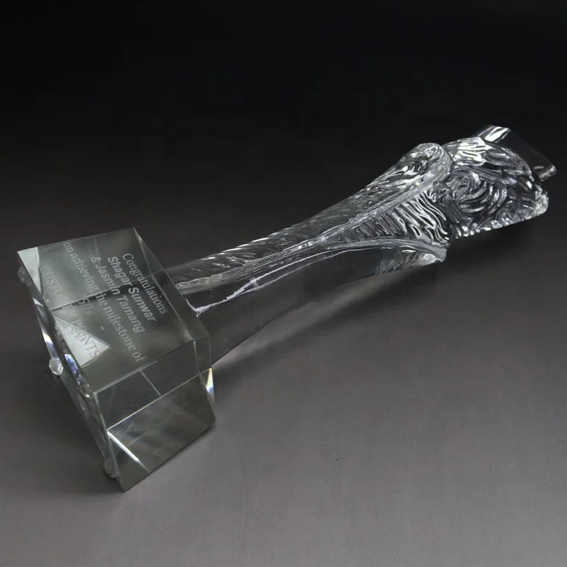 China Suppliers Unique Design Crystal Pillar Torch Trophy With Custom Engraving For Employee Honor Awards Souvenirs