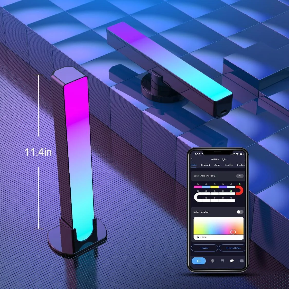 Atmosphere Smart Ambient Desktop Rwaist Seallight Pickup Rhythm Sound Recogn Hanfu Modern Strapition Activated Led Bar DC 12V 20