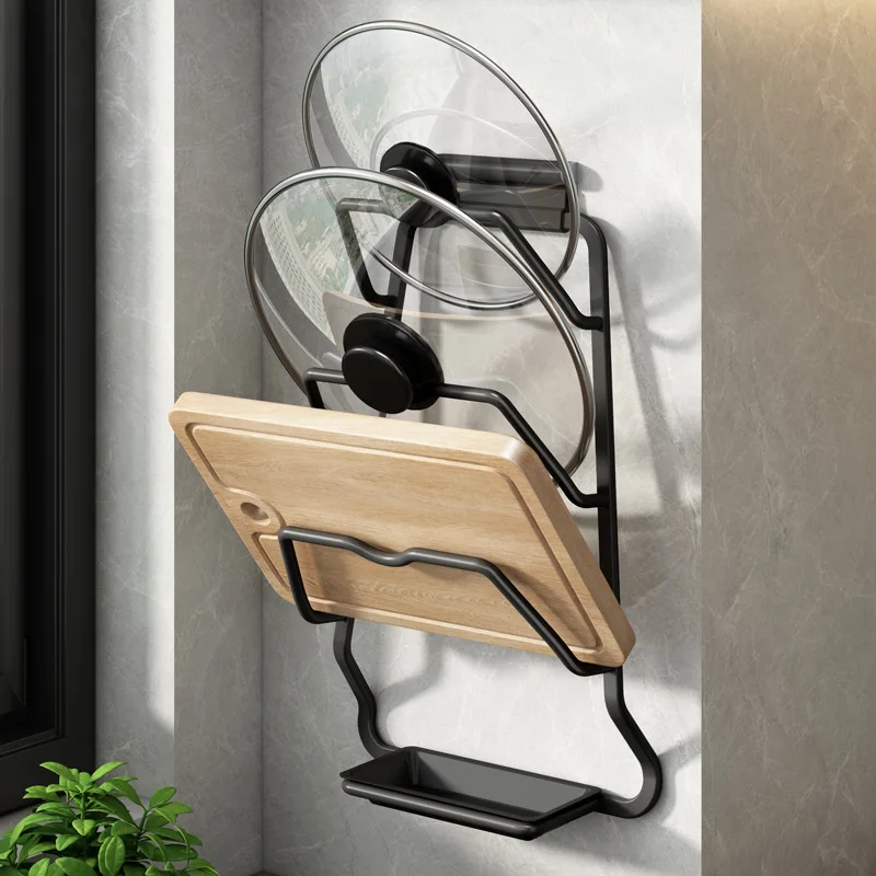 Wall Mounted Self Adhesive Kitchen Organizer Box Convenient and Easy Mount Pot Lid Bearing Rack