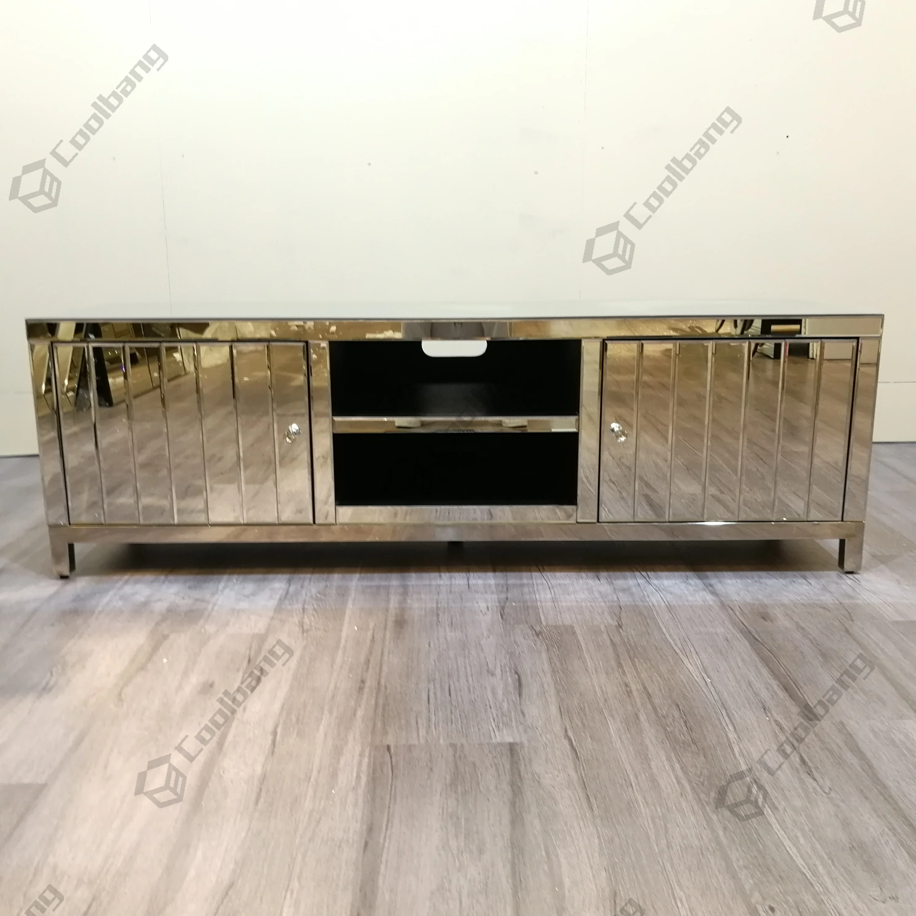 Зеркальная Серебристая Подставка для телевизора, стеклянная мебель, кристальная Новая современная мебель для гостиной, мебель для гостиной, ТВ-кабинет, 10 шт. из пенополиуретана и картона