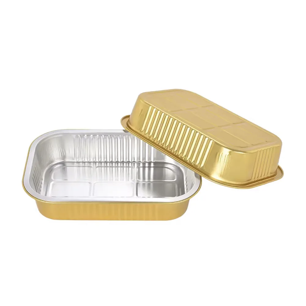 High Quality rectangular Aluminum Food Storage Container Bakery Supplies Foil Box for Food Storage & Container