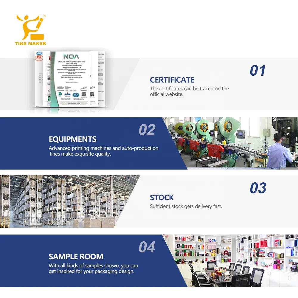 Small colored rectangular cosmetic hinged tin box Candle Tin Can Round Aluminium Metal Packaging custom box