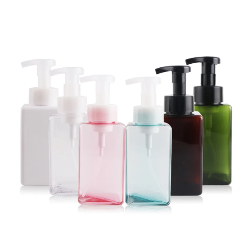 Plastic 250ml 450ml amber pet square cleanser type facewash hand soap black pink foam pump foaming bottle