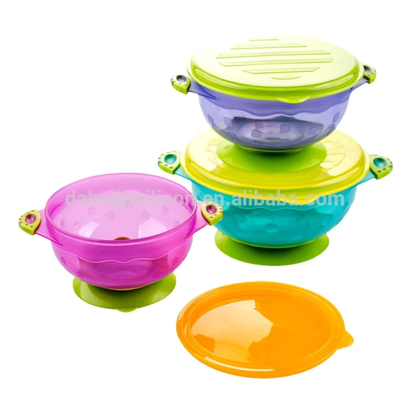 New Baby Accessories - Spill Proof Safe Feeding Suction Baby Bowl with Snap on Lids