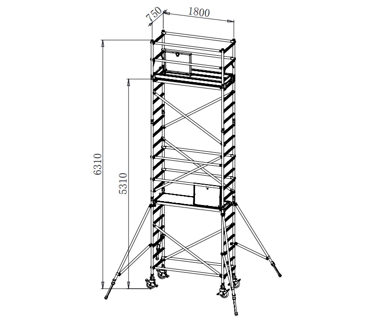High Quality Professional 2m echafaudage aluminum rolling scaffold tower for outdoor
