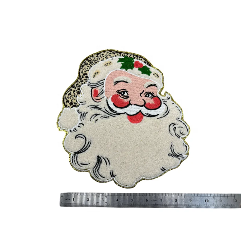 Factory Colorful Merry and Bright Chenille Patch Iron on Embroidery Patches Cartoon Custom Patch for Clothing