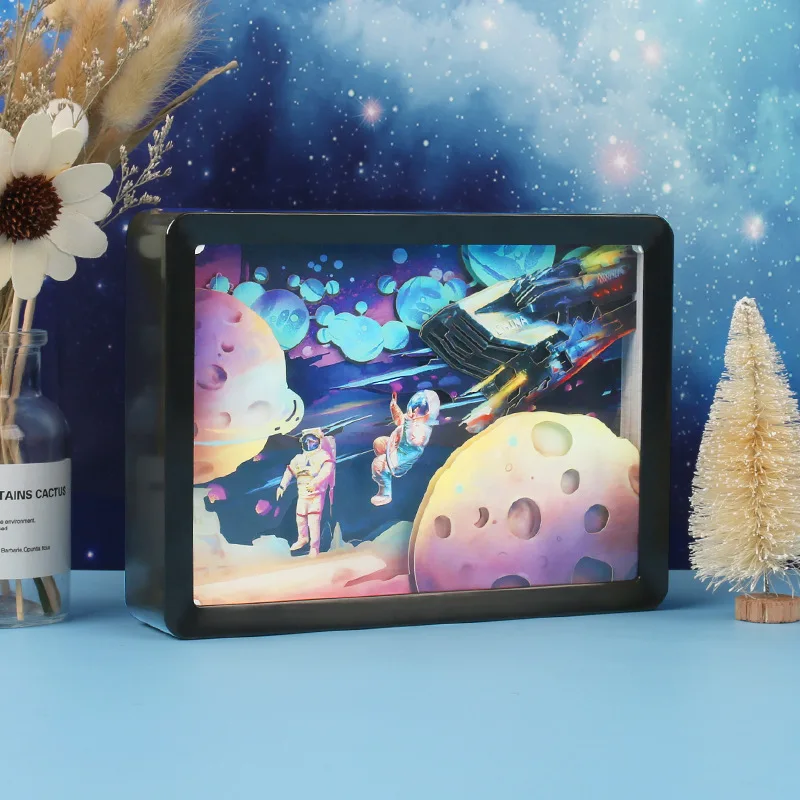 Star Aerospace Astronaut 3d Night Light Paper Carving Lamp Creative Gift Bedside Night Lamp Decorative