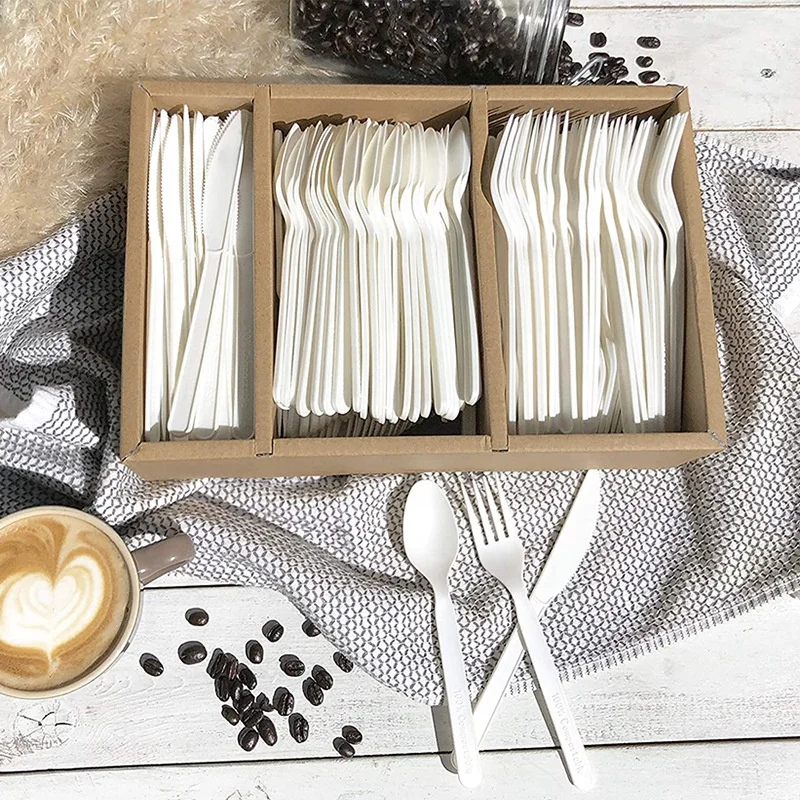 Hot Sale Stocked Cheap Price Biodegradable Disposable Cornstarch Plastic Cutlery Knife Fork Spoon