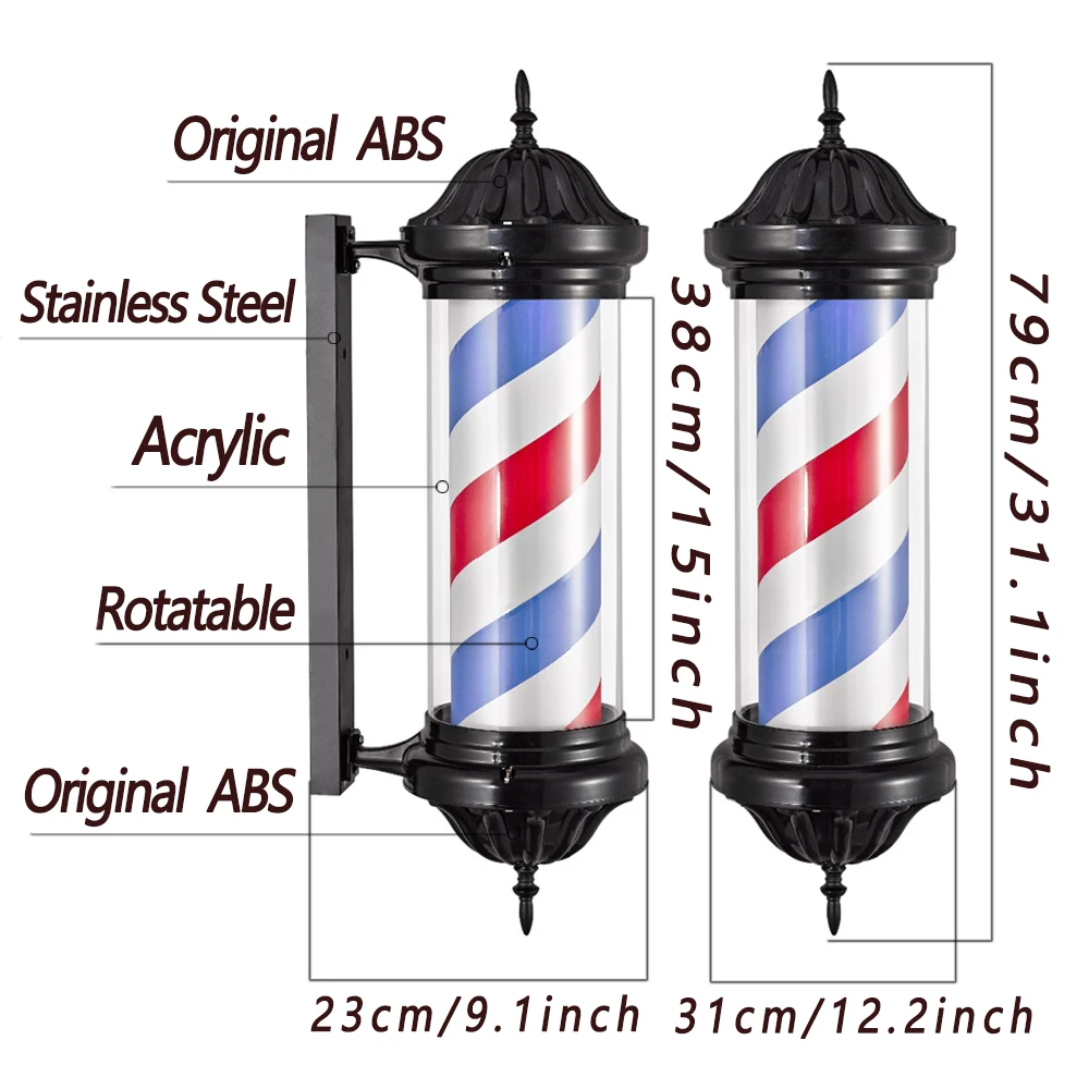 M345 Series  Blue Red White 4 sizes Barber shop light sign barber pole