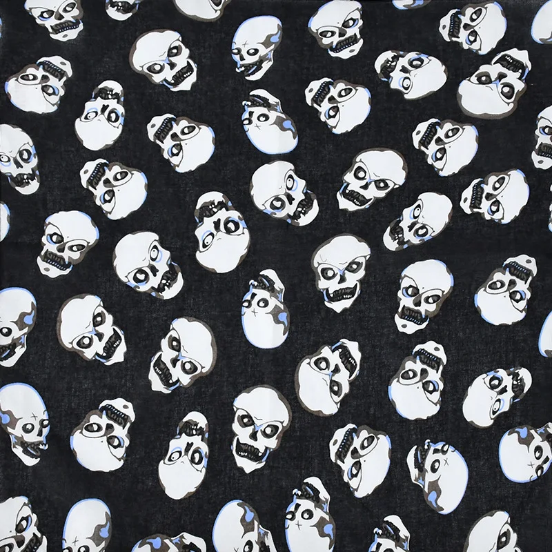 High Quality Hip-Hop Skull Bandana 100% Cotton Halloween Ghost Logo Print Square Scarves Street Dance Dress Up Headscarves