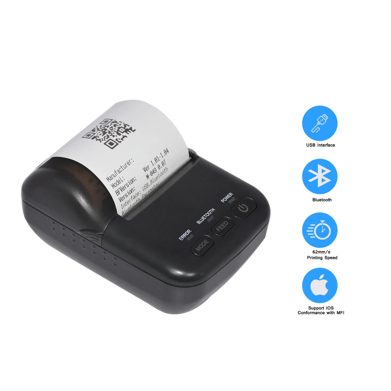 Маленький BT принтер Android USB + Bluetooth 58 мм тепловой карманный маленький для