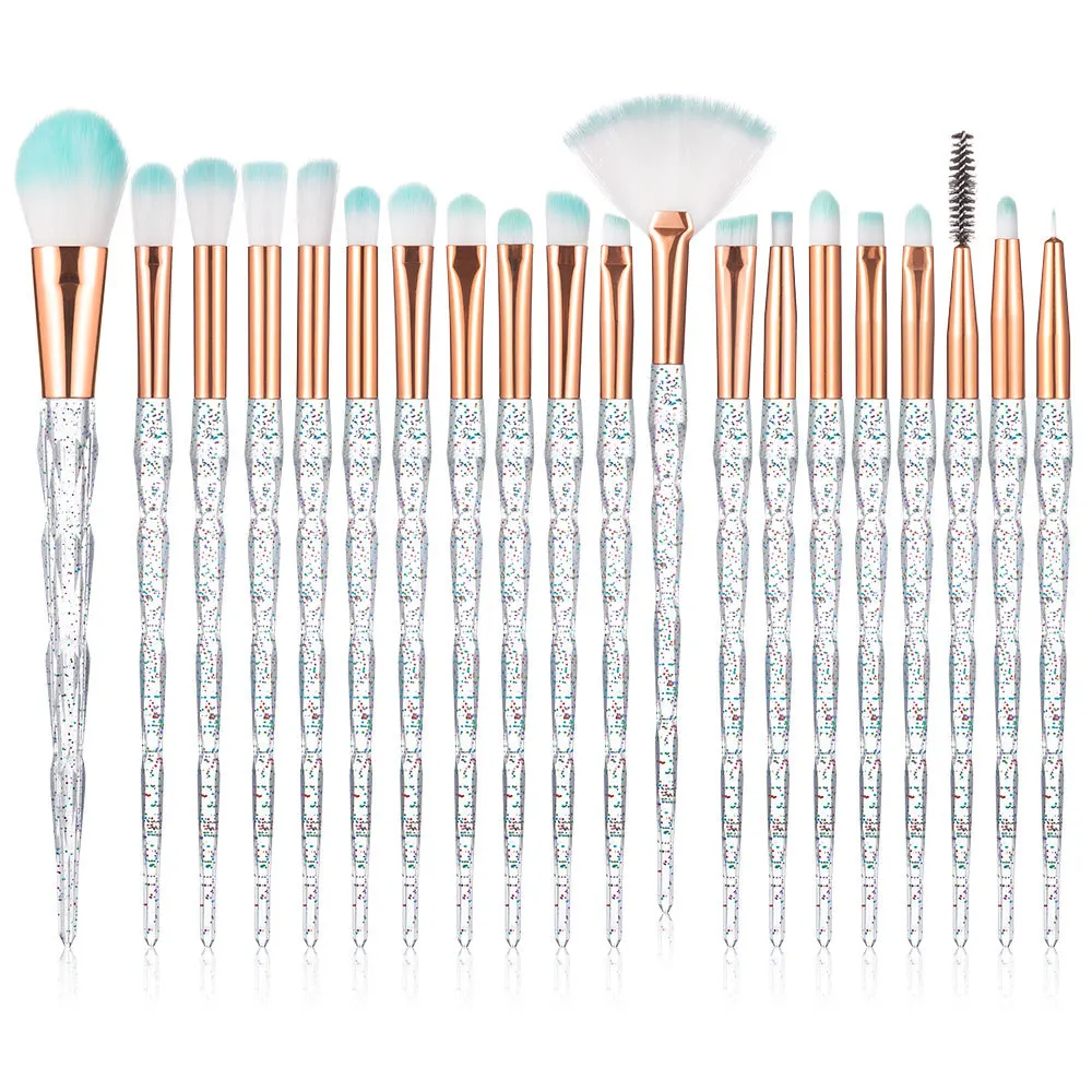 Professional colorful unique design Customized makeup powder  brush set diamond rhomb , personalized 20pcs/set