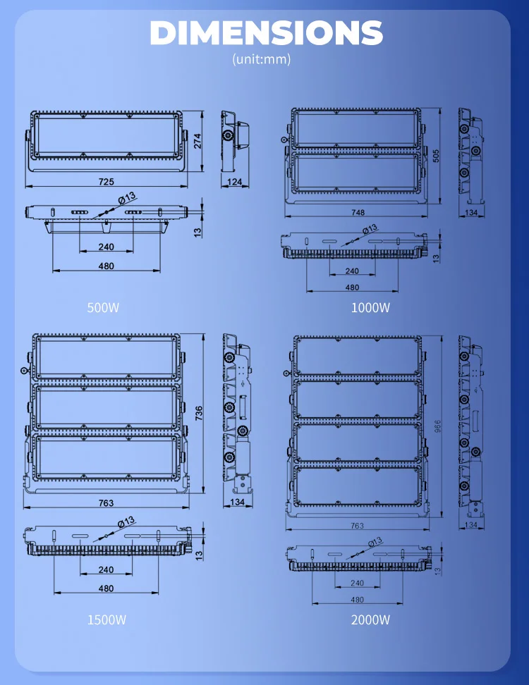 KDC brightness 1000w 600w 800w 500w 1000 watts 200w 300w  400w 4000w 2000w reflector led sports stadium lighting 180lm/w ce rohs