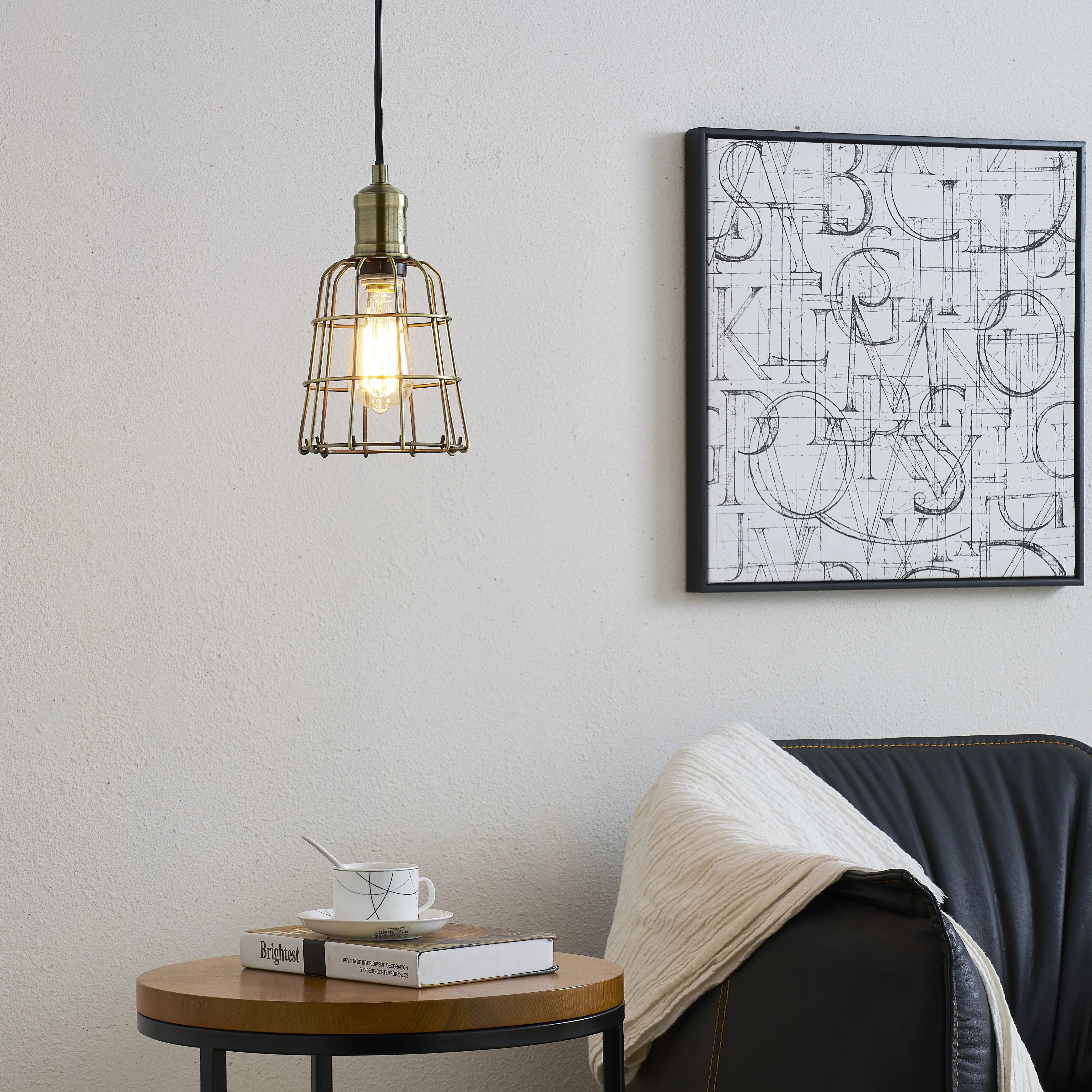 Retro industrial birdcage simple brass color wrought iron creative unique chandelier lampshade