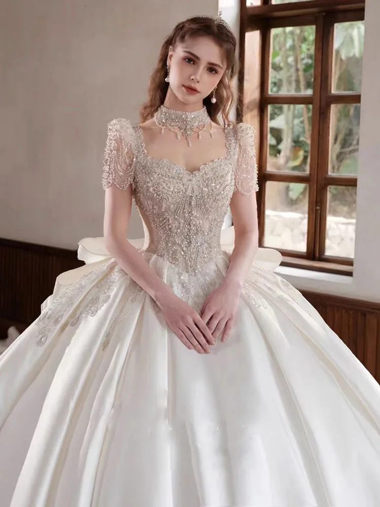 SUNNY Bride Main Yarn Shoulder Large Size Heavy Industry High Quality Wedding Dresses