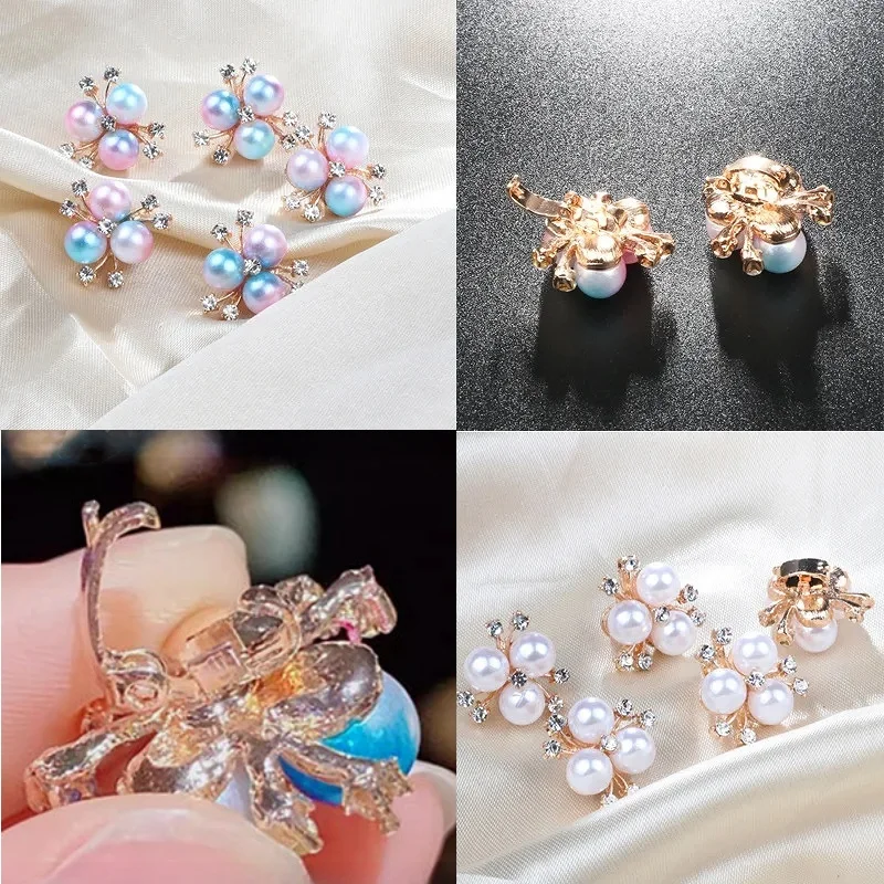 Wholesale Rhinestones Pearl Hair Clip Button Hand Made Fashion Bridal Hair Accessories Wedding Diy Alloy Crystal Hair Claw