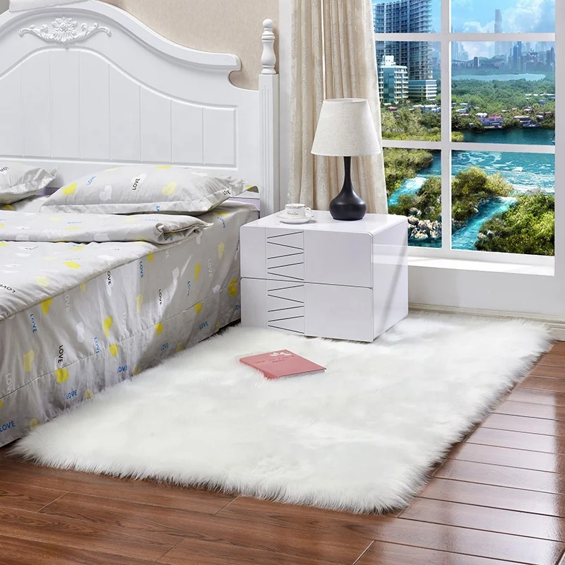 Home Use Anti-slip Soft Fluffy Area Rug Washable Artificial Hotel Faux Fur Sheepskin Shaggy Carpet And Rugs