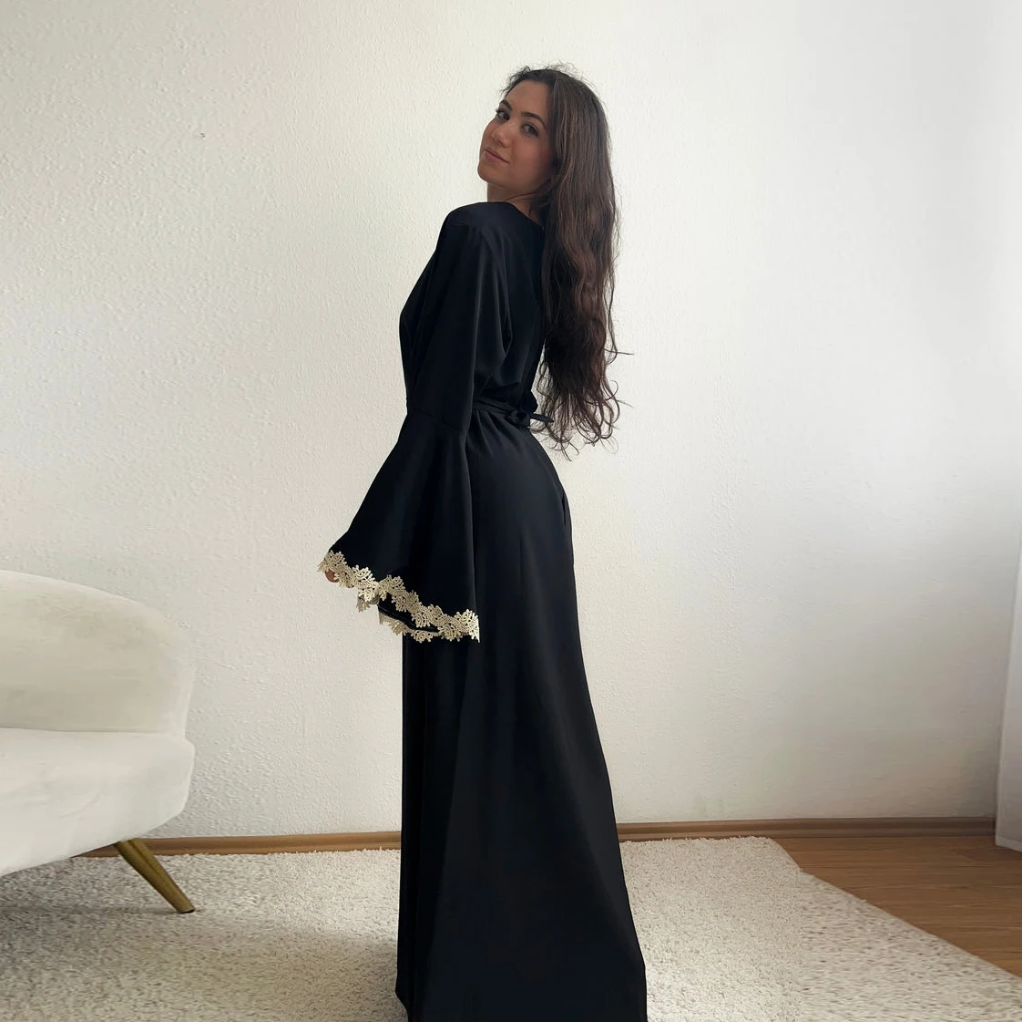 2024 High Quality women Modest Dress cuff Embroidery muslim women luxury Abaya Satin silk Maxi islam women clothing