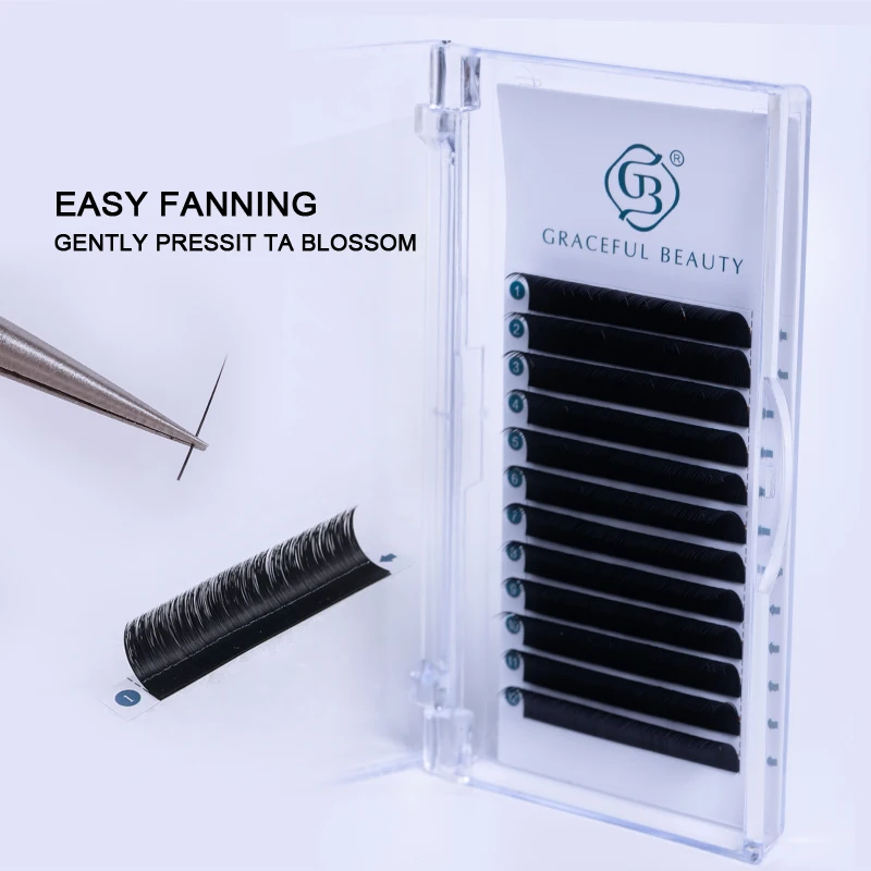 Soft Matte Black Easy Fanning Eye Lash 0.12 0.15 0.18 0.20 Korean Brown Classic Eyelash Extension