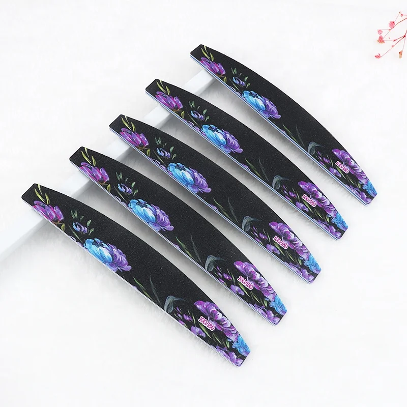 Ziri Wholesale Manicure Nail Art Tools Disposable Emery Board Private Label Custom logo Halfmoon 100/180 professional Nail File