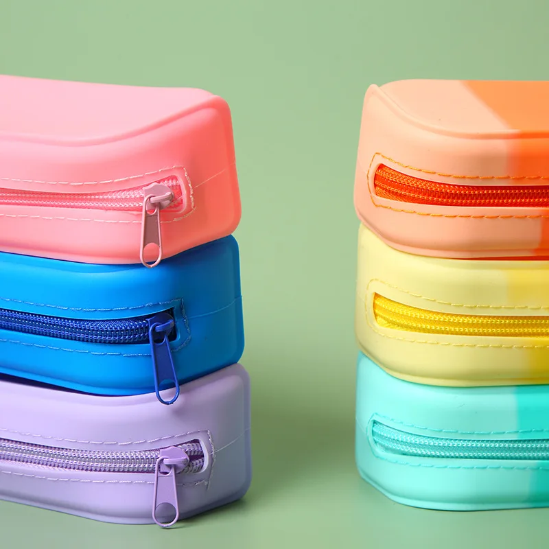 High Quality Silicone School Pencil case Multi Color Multi Function Waterproof Pencil Bag Student Boys Girls Zipper Pencil Bag