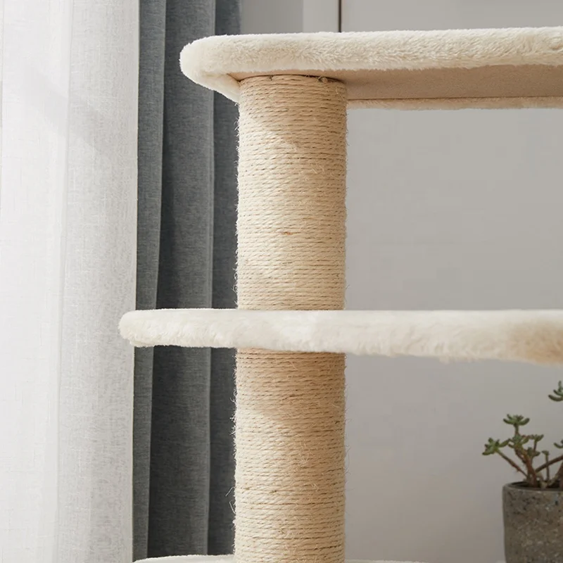 Professional eco-friendly wooden sisal cactus cat scratcher tree