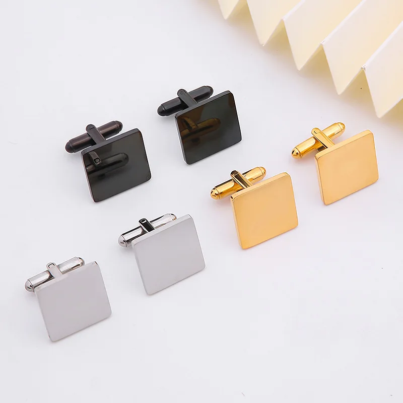 Custom Handwriting Stainless steel 18*18mm 16*16mm Brushed&Polished Square French Cufflinks blank