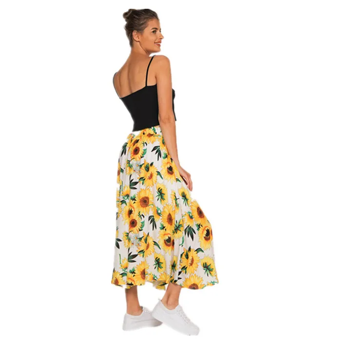 Floral Print Midi Tiered Skirt Maxi Long Skirts For Women