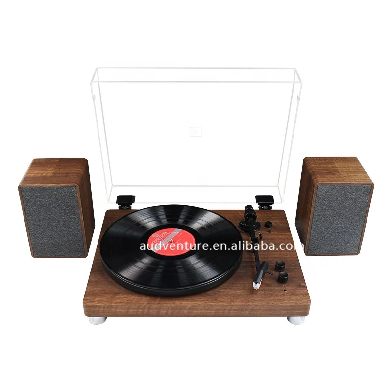 Record Player Vinyl vintage Turntable Portable Nostalgic 2 Stereo Speakers KTV dustproof phonograph HiFi music with two speakers