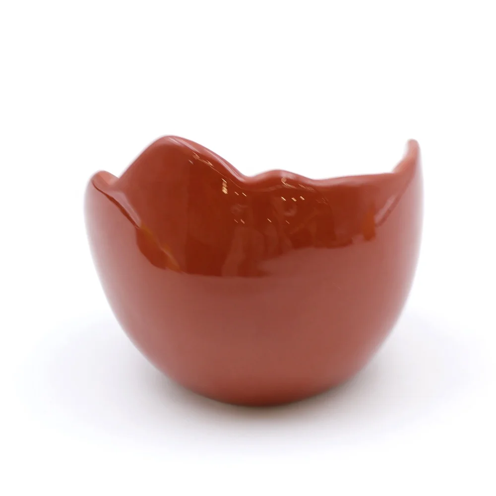 Custom logo food themed candlestick ceramic red salted broken eggshell and fried egg taper shaped candle holder