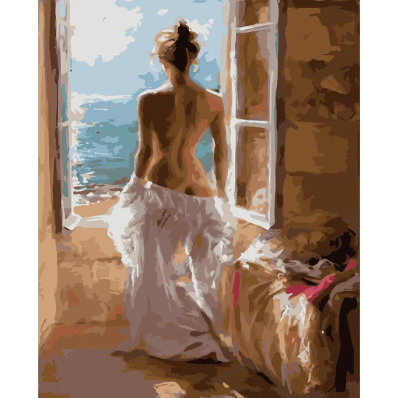 Hot Selling DIY Painting Kit Wall Home Decor for Adults Living Naked Woman and Sun Aesthetic  By Numbers