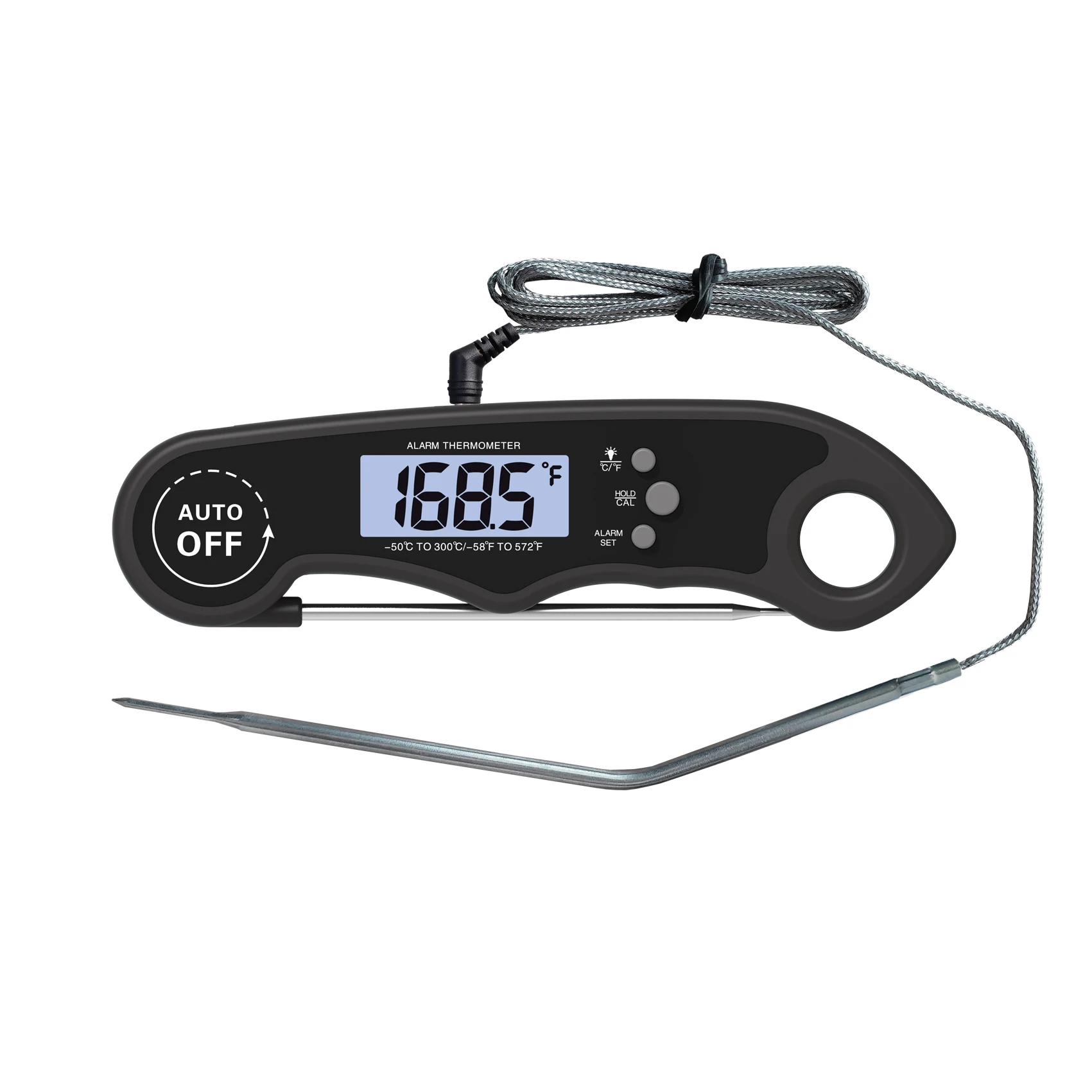 Instant Read Food Thermometer Dual Probe 2 in 1 Oven Digital Meat Thermometer with Alarm, Backlight for Barbecue