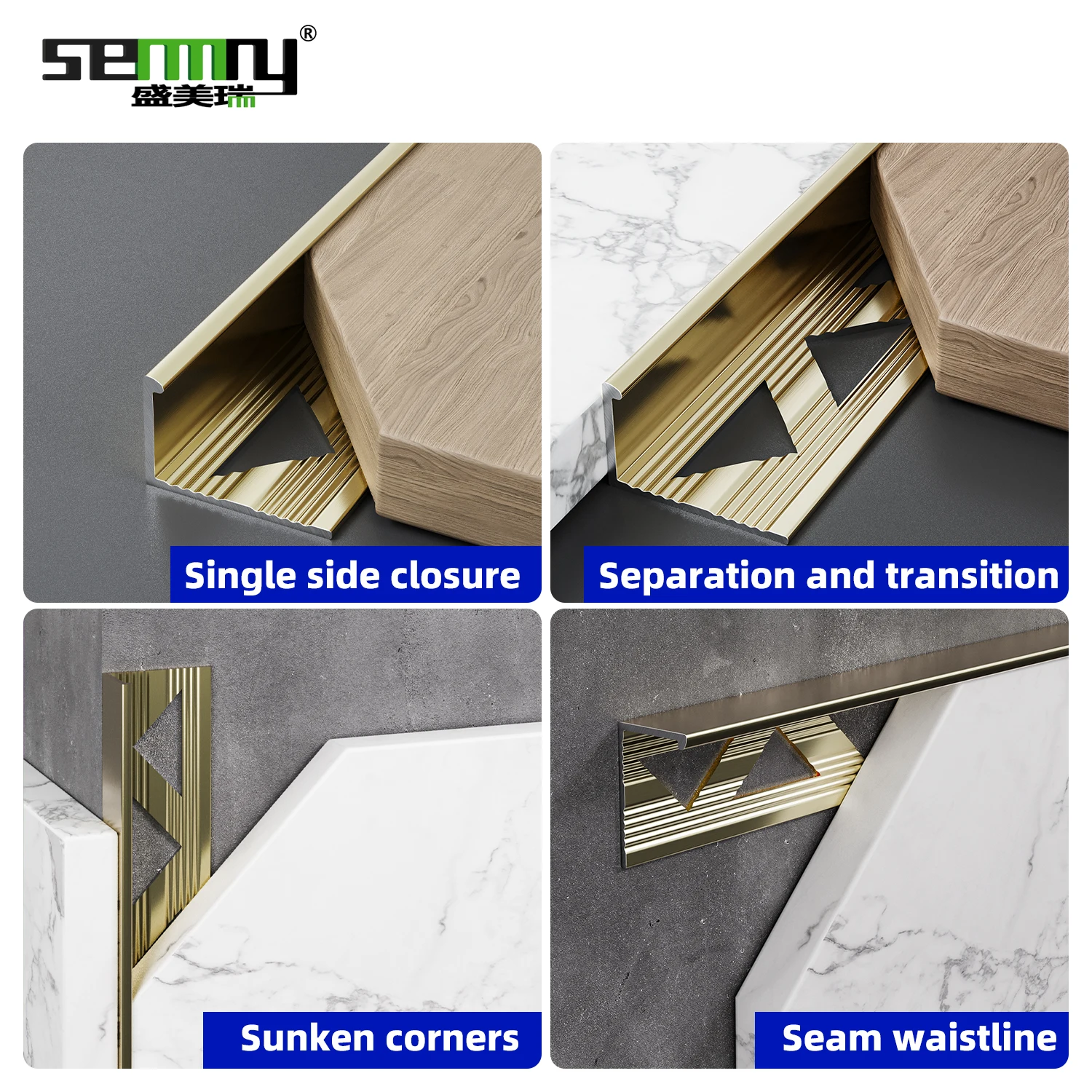 Factory wholesale free fittings l type aluminium tile trim for all kinds of shopping mall hotel wall decoration tile fittings