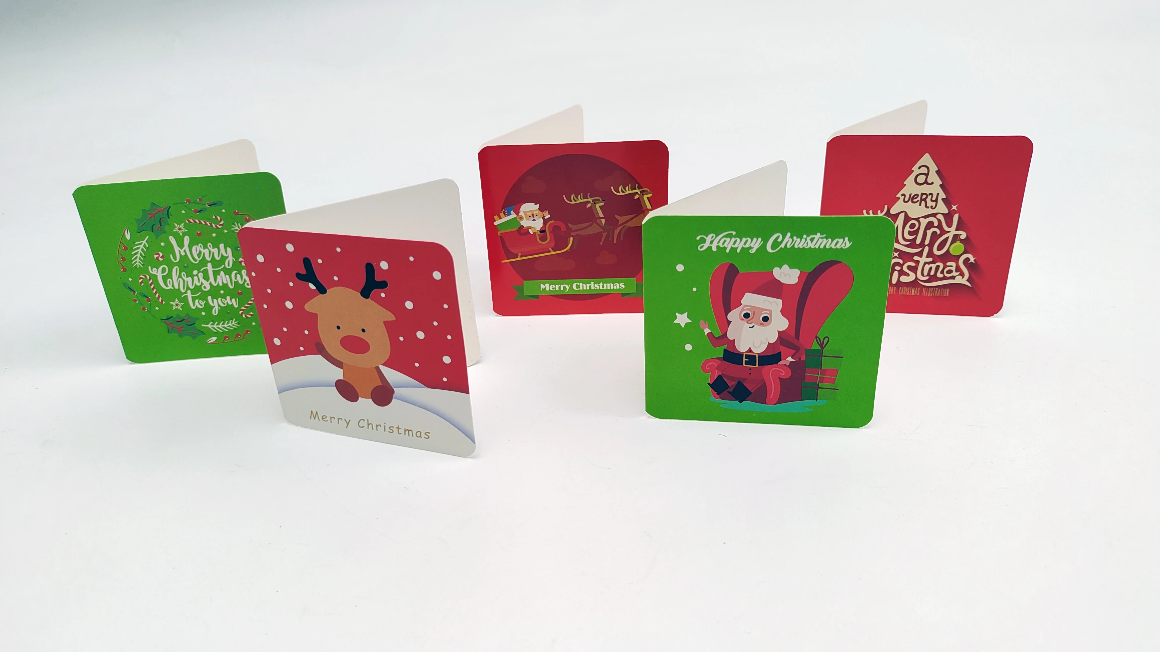 New Style Custom Merry Christmas Festive Cartoon Animal Snowman Mini Greeting Card With Envelope