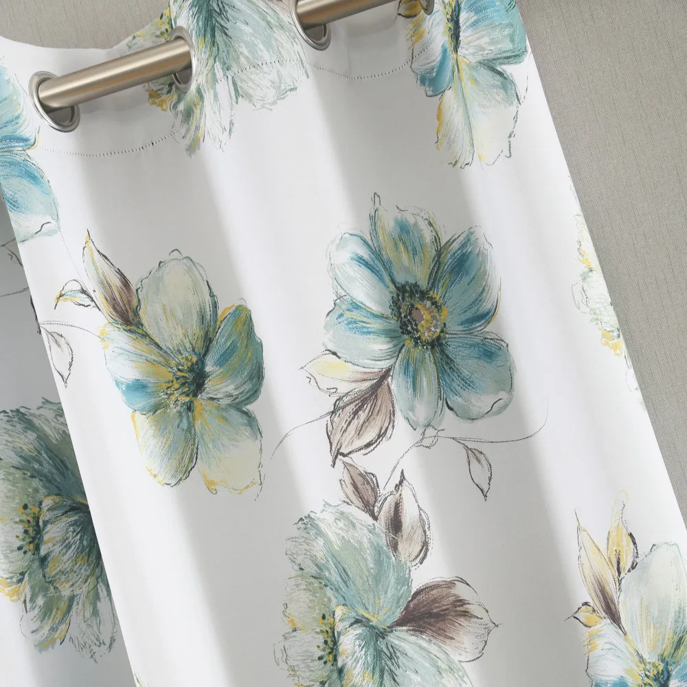 Elegant Flower Printing Blackout Curtains for Living Room Bedroom Kitchen Window Drapes Fabric French Treatments