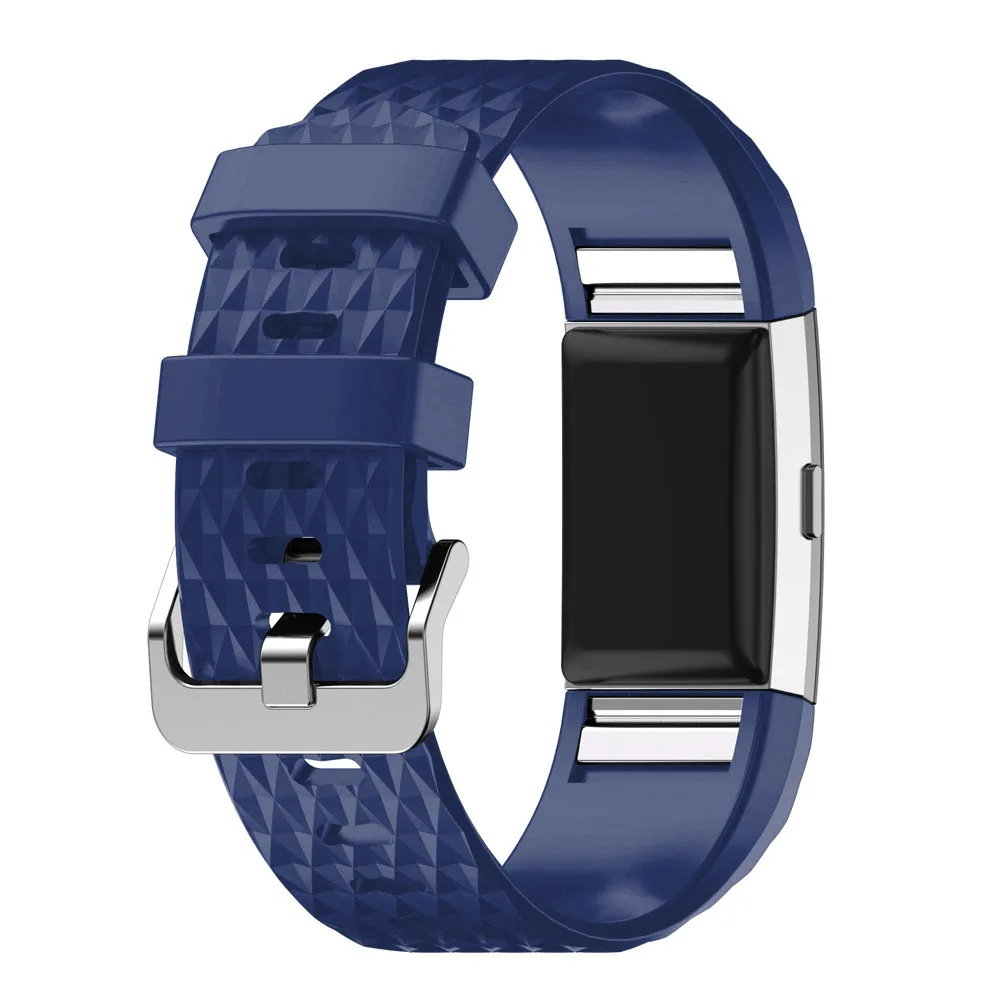 Qiman Diamond Pattern For Fitbit Charge 2 Band Soft Silicone Wrist Band Strap Smartwatch Bracelet For Fitbit Charge2 Small Large