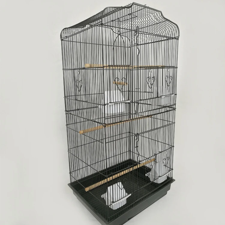 
2000 in stock black large bird cage46x37x93cm 3 layers folding parrot stainless cage independent packing for convenient delivery 
