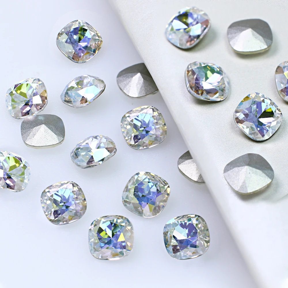 DONGZHOU Crystal Cushion Rhinestone Fancy Stone New Color Point Back Crystal Stones for Jewelry Accessories Garment Nail Art