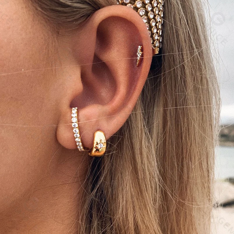 Gemnel bridal jewelry findings women 925 silver gold plated cubic zirconia hook stud earrings