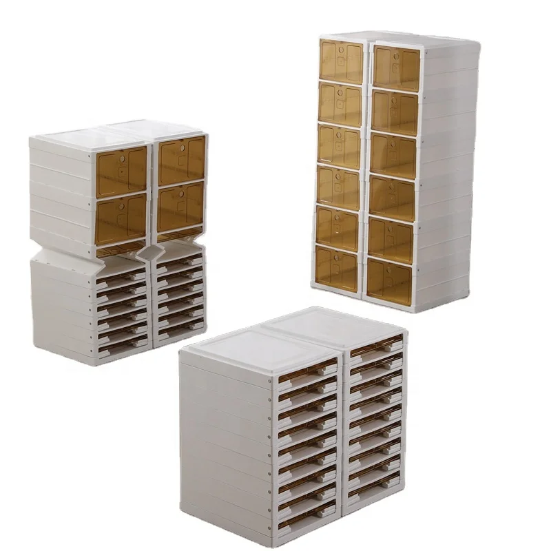 No Installation Shoe Box Transparent Drawer Shoe Organizer Cabinet Netflix Storage Space Saving Folding Shoe Rack