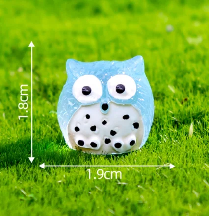 miniature luminous terrarium figurine lucky owl resin small animals sculpture statue growing in the dark fairy garden decoration
