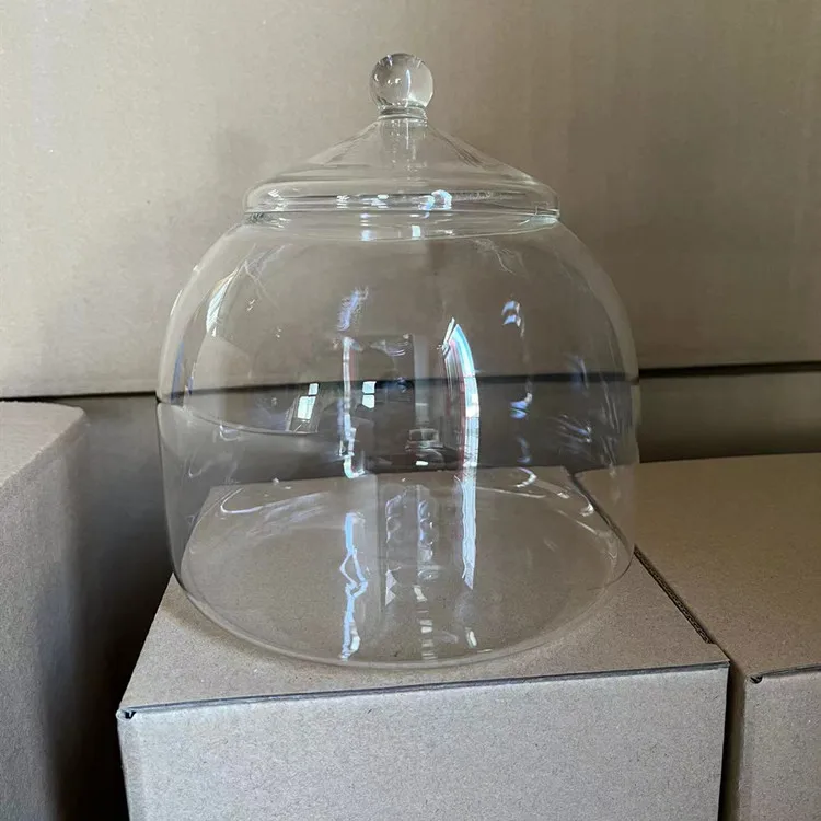 Room Office Decor Fish Jar Terrarium Hydroponics Plants Vase Desktop Glass Crystal Ball Glass with Glass Lid Handmade Christmas