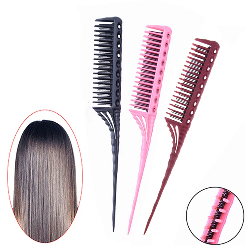 3 Color Teeth Teasing Comb Detangling Brush Tail Comb Hairdressing Combs for Salon Use
