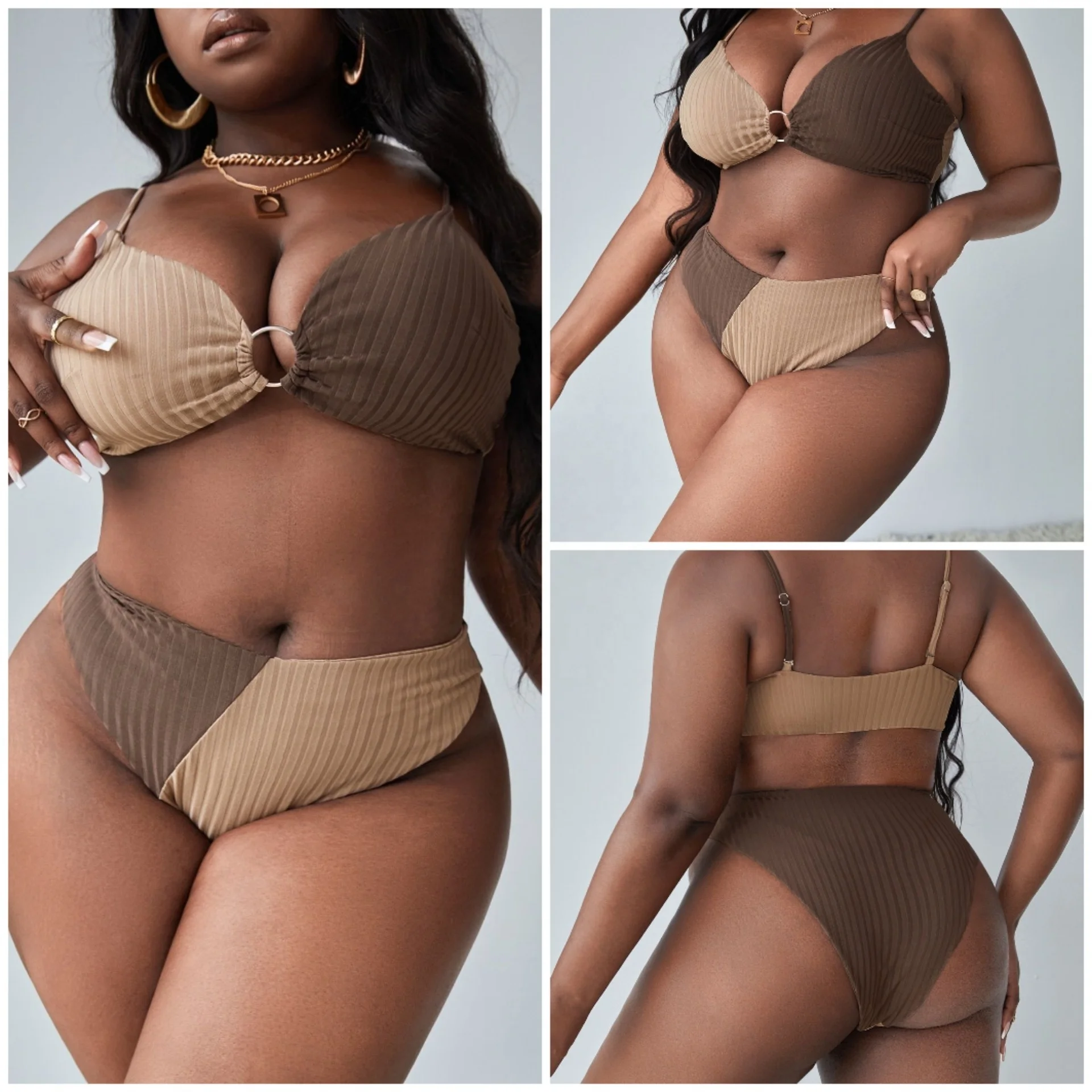 Intiflower BW2114 New Arrival 2023 Swimwear Sexy Beachwear Big Plus Size 2 Pieces Bikini for Fat Women