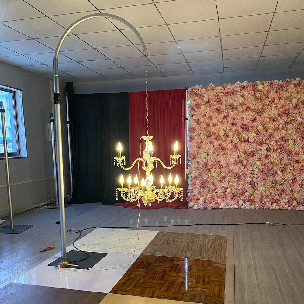 Chandeliers Hannger Silver Aluminum Tall Pipe and Drape Chandeliers Arch Curved Backdrop Upright Pipe Stand Kit or Event